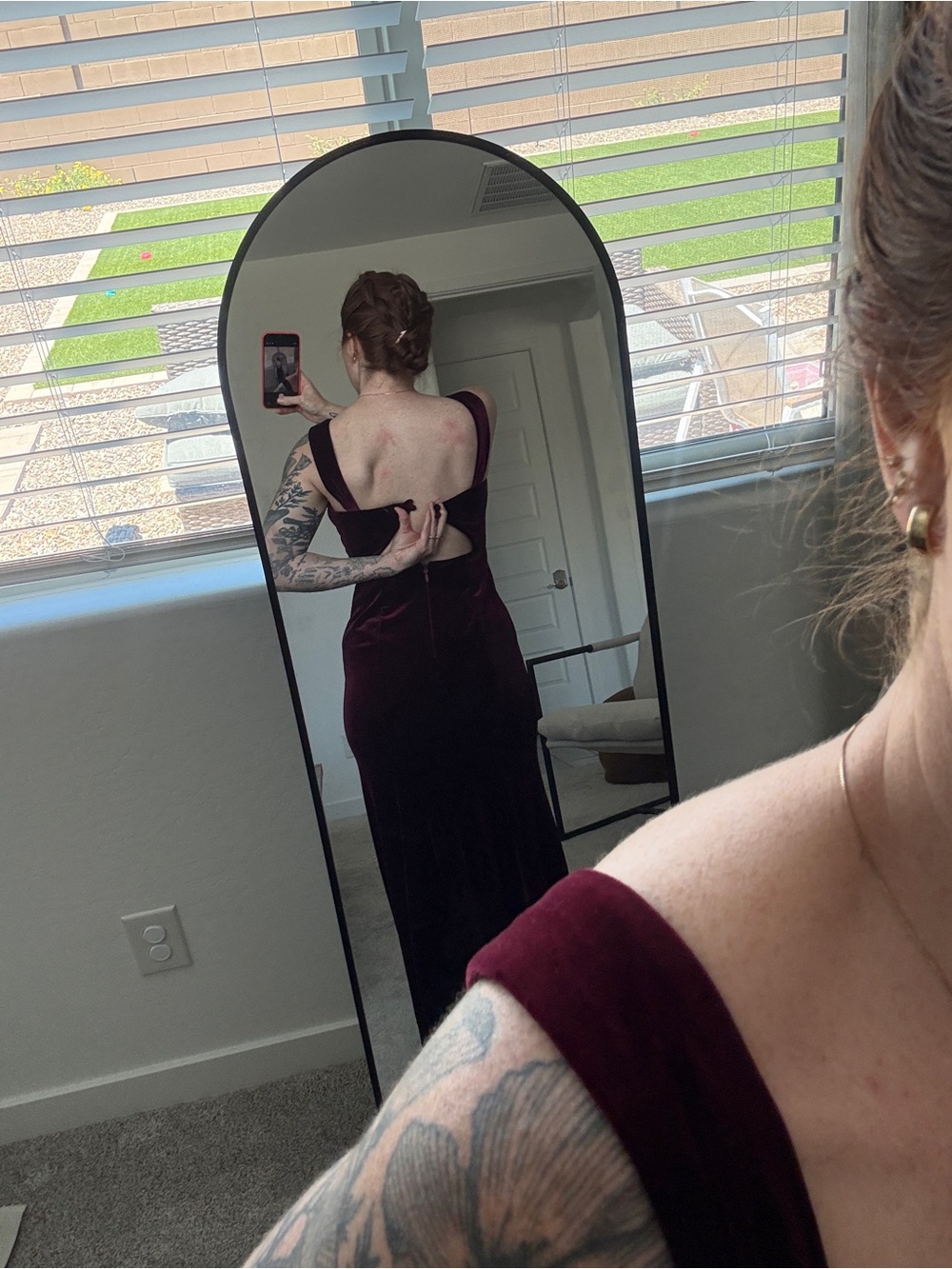 Azazie Deep Wine Velvet Maxi Dress - Picture 6 of 6
